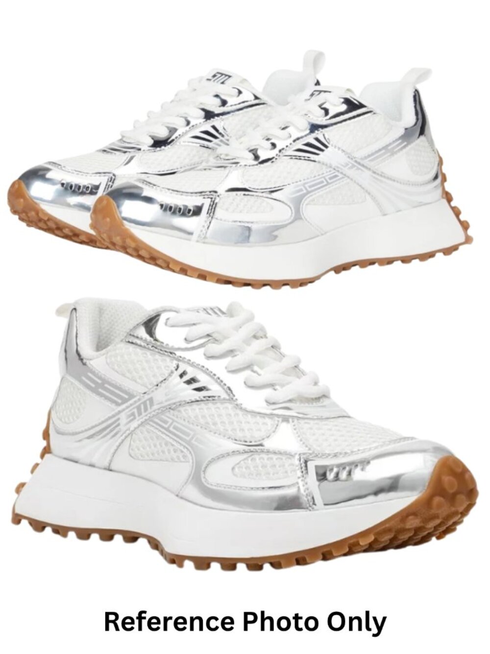 STEVE MADDEN Cyclone Women’s Sneaker - Silver & White Size 8.5 - Pre-Loved
